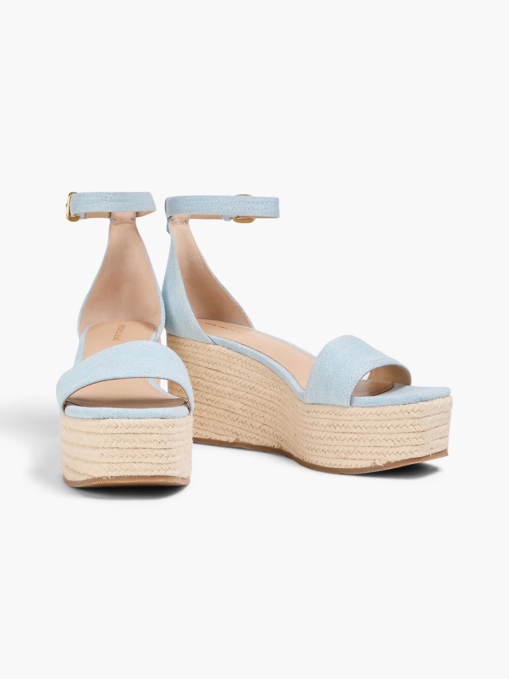 Veronica Beard Light Blue Denim Espadrille Platform Wedge Sandals